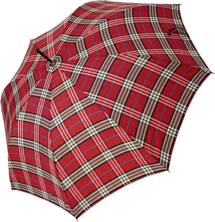 Jasch Regenschirm Stockschirm Damen Herren Automatik Windproof Fiberglas Karo Rot