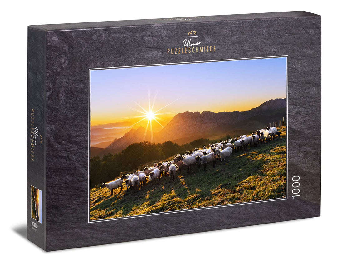 Ulmer Puzzleschmiede - Puzzle „Bergvolk“ - Klassisches 1000 Teile Tiere- und Landschaftspuzzle – Sti