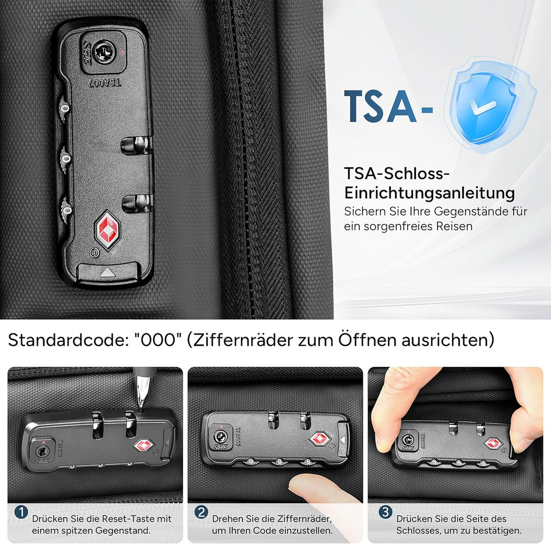 travel inspira Vakuum Rucksack mit TSA-Schloss 65L Rucksack 17.3 Zoll Laptopfach Flugzeug Handgepäck