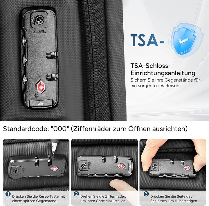travel inspira Vakuum Rucksack mit TSA-Schloss 65L Rucksack 17.3 Zoll Laptopfach Flugzeug Handgepäck