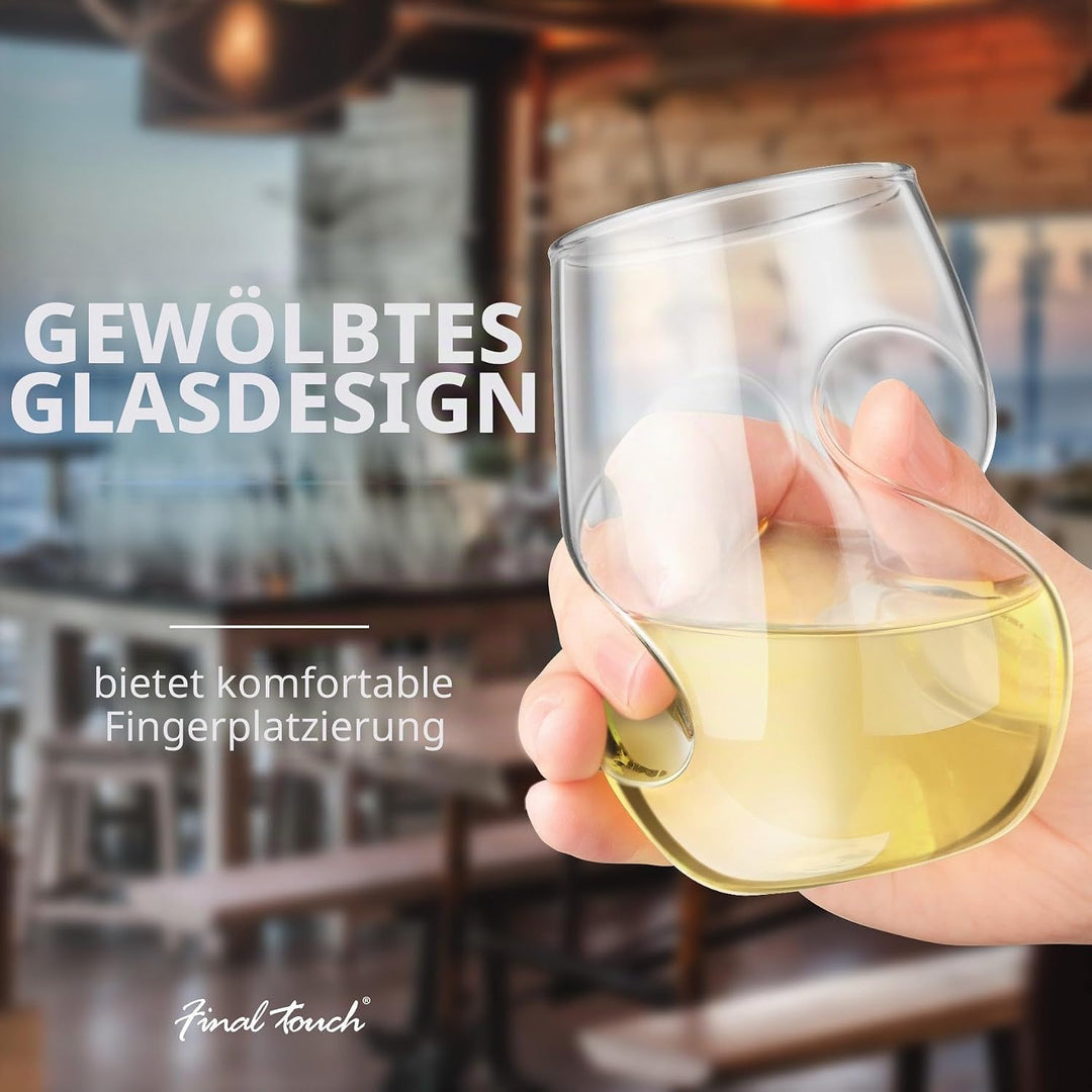 Final Touch Conundrum White Wine Glasses Weissweingläser - Hand durchgebrannte Glas 266ml - Packung