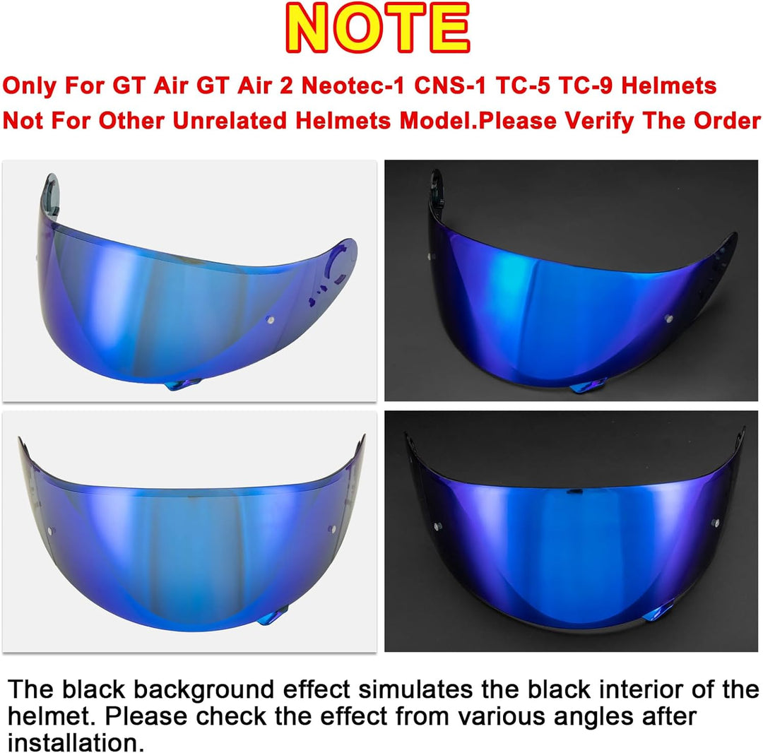 PSLER Helm Visier Verspiegelt für Shoei GT Air GT Air 2 TC-5 TC-9 Neotec CNS-1,Helmvisier Getöntes V