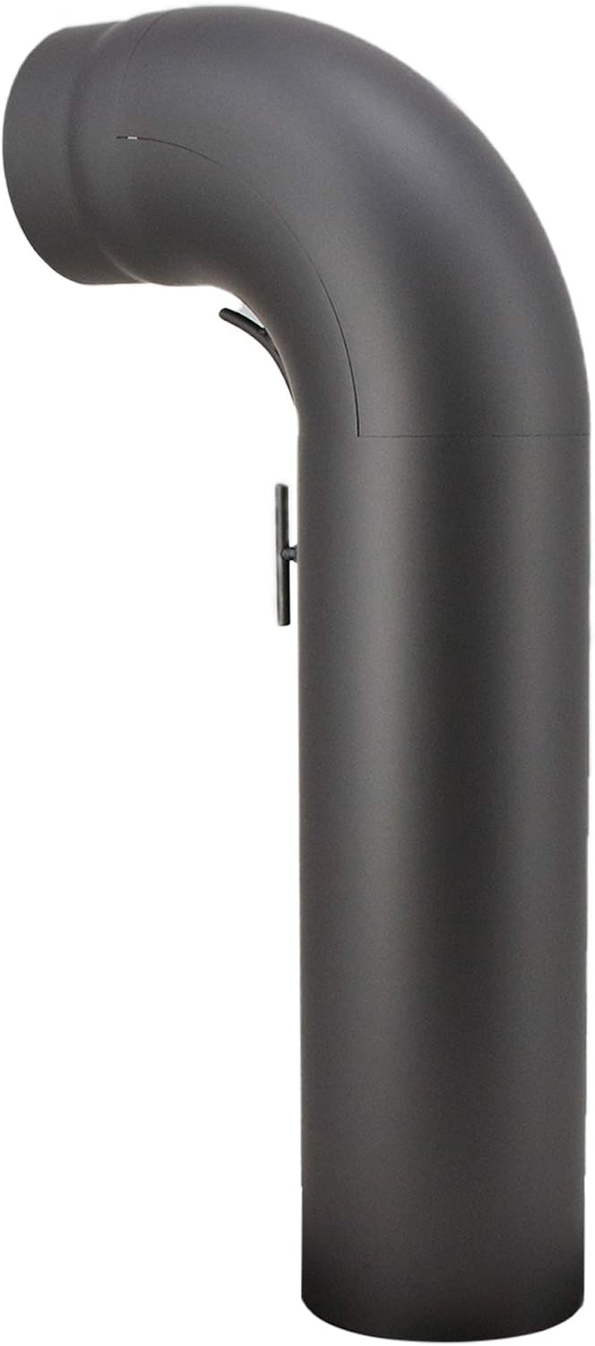 LANZZAS Ofenrohr Set 90° Grad gezogen kurz mit Tür, im Durchmesser, DN Ø 150 mm, Farbe: gussgrau - w
