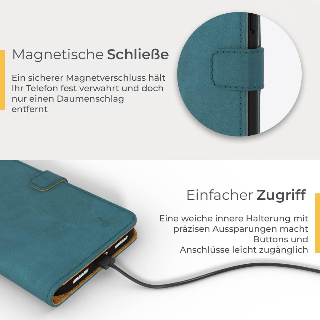Snakehive Lederhülle für iPhone 14 | Stylische Handyhülle mit Kartenhalter & Standfuss | Handyhülle