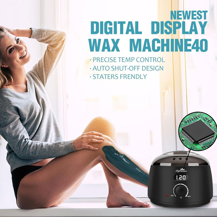 Lifestance Waxing Set Professionell, Wachswärmer Wachs Haarentfernung | 400g Wax, 20 Wachsstäbchen,