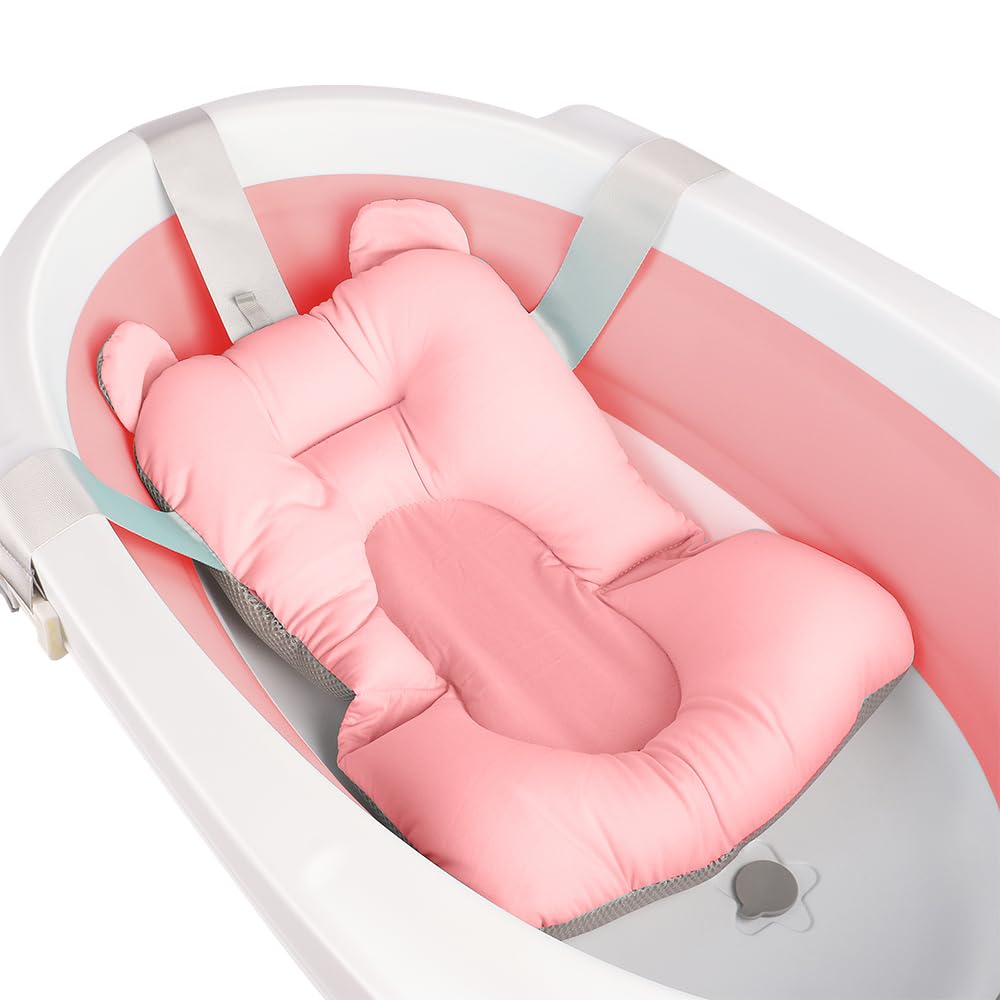 Faltbare Babybadewanne – Babybadewanne mit einem Badewannenkissen, mit Ablaufgarnitur, faltbare Bade
