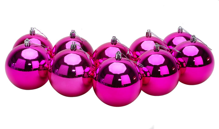 Toyland® 10 extra grosse Christbaumkugeln in 100 mm Farbe - Christbaumschmuck (Pink) Rosa, Rosa