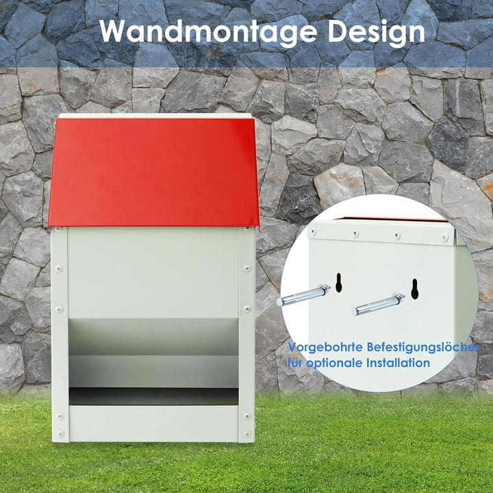 4,5 Kg Automatische HüHnerfüTterung Kleine MetallfüTterung mit Deckel Wandmontierte Rattenfeste HüHn