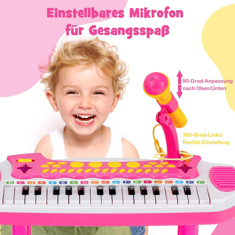 COSTWAY Kinder-Keyboard mit 31 Tasten, tragbares Musikinstrument mit Mehreren Sounds & Lichteffekten