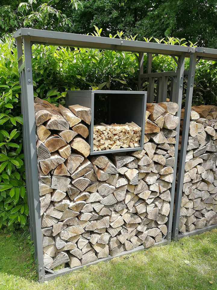GRASEKAMP Qualität seit 1972 Box Anmachholz zu Kaminholzunterstand Kaminholzlager 48x48x70cm, grau,
