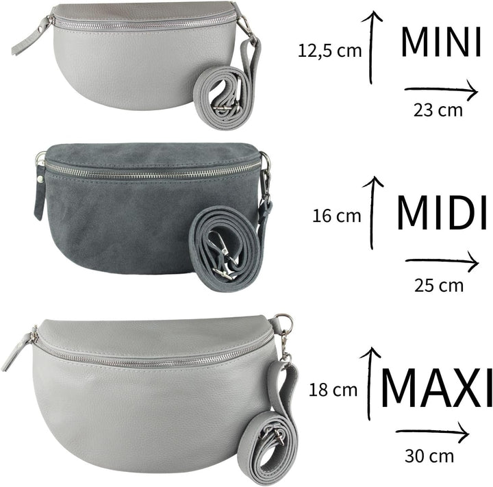 Frentree® Damen Echtleder Umhängetasche, Made in Italy, Crossbody Tasche Schultertasche mit silberne