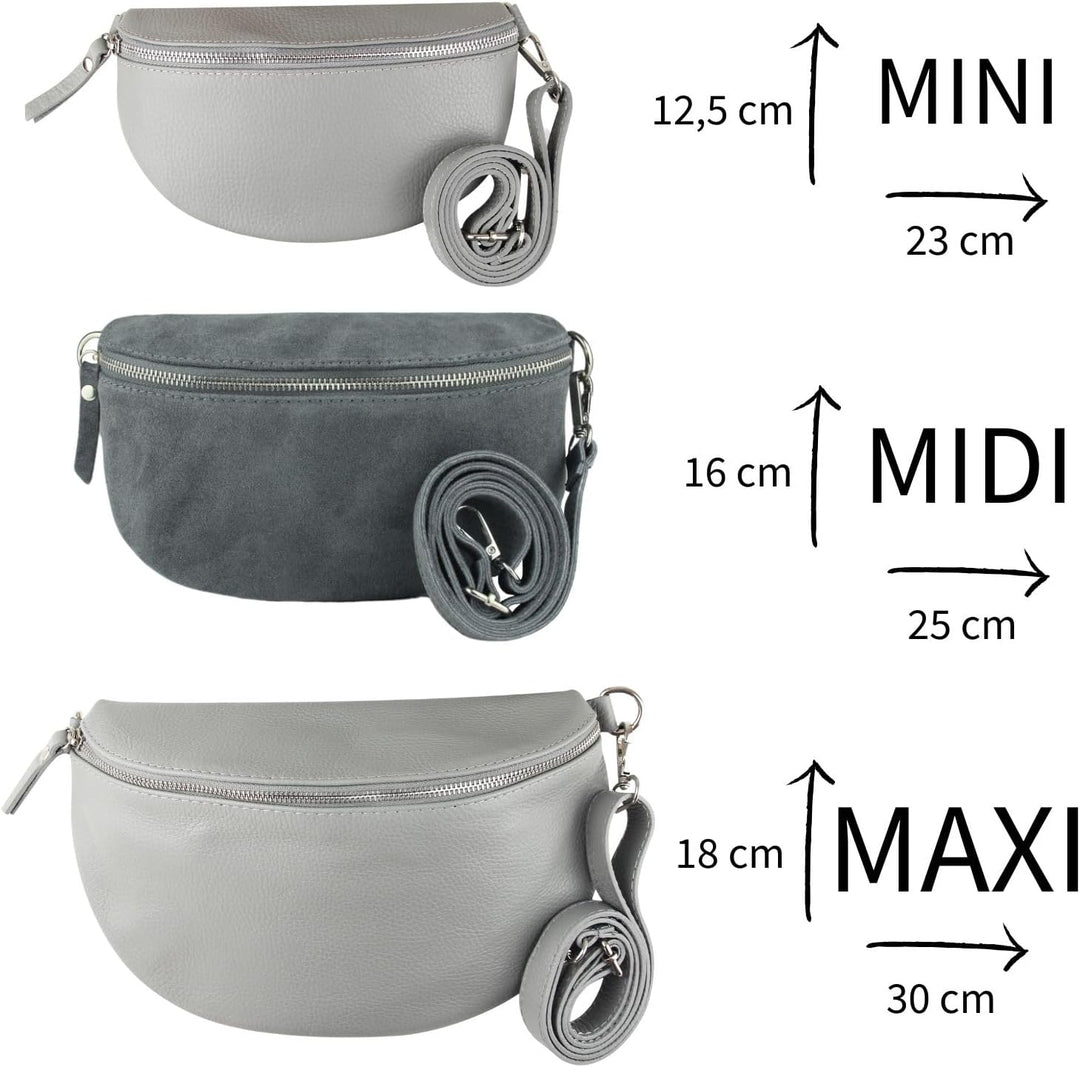 Frentree® Damen Echtleder Umhängetasche, Made in Italy, Crossbody Tasche Schultertasche mit silberne