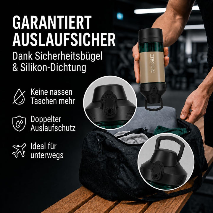 720°DGREE Protein Shaker mit Pulverfach 550ml “uberShaker“ – Auslaufsicher, BPA-Frei, Skala, Spiralm