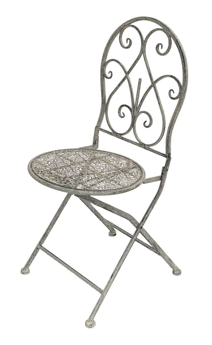 DanDiBo Gartenstuhl Metall Grau Weiss 96127 Metallstuhl Stuhl Garten Vintage Eisen Nostalgie Eisenst
