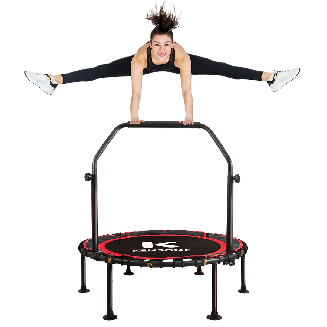 40/48 Zoll Faltbares Rebounder Trampolin für Erwachsene mit Bungee, 450/250 kg leises Indoor-Mini-Tr