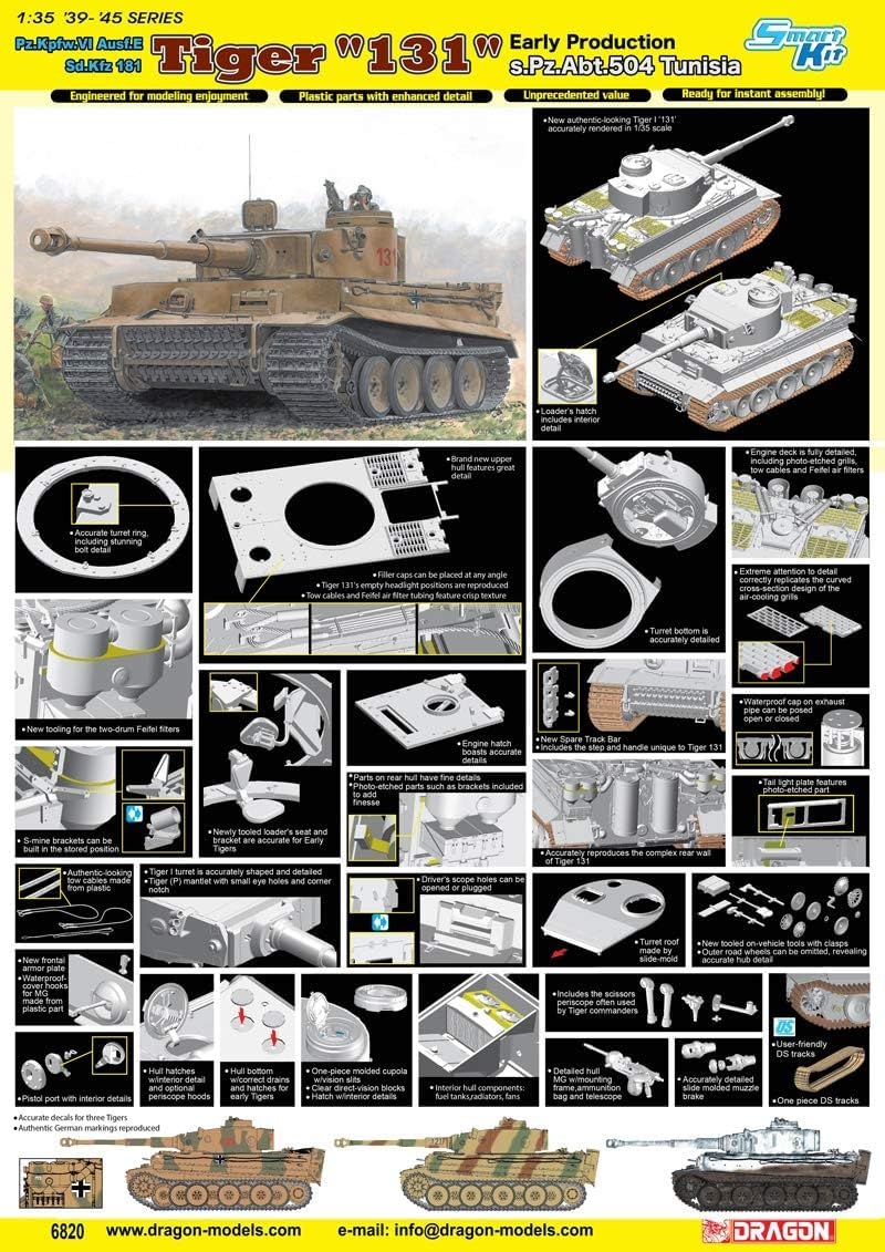 Dragon 500776820 - 1:35 Tiger I 131 SPZ Abt504 Tunisia, Panzer
