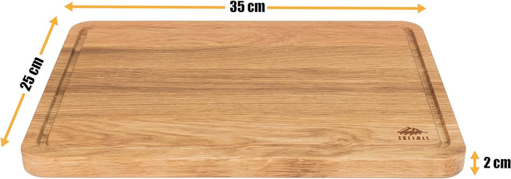 EKFJAELL Premium Schneidebrett Eiche mit Saftrille 35 x 25 x 2 cm, antibakteriell & Hartwachs-Schich