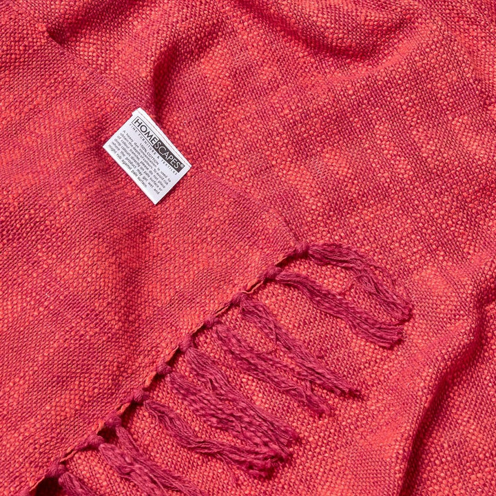 Homescapes extra grosse Tagesdecke Nirvana, rot-orange, Wohndecke/Sofaüberwurf aus 100% Baumwolle, 2