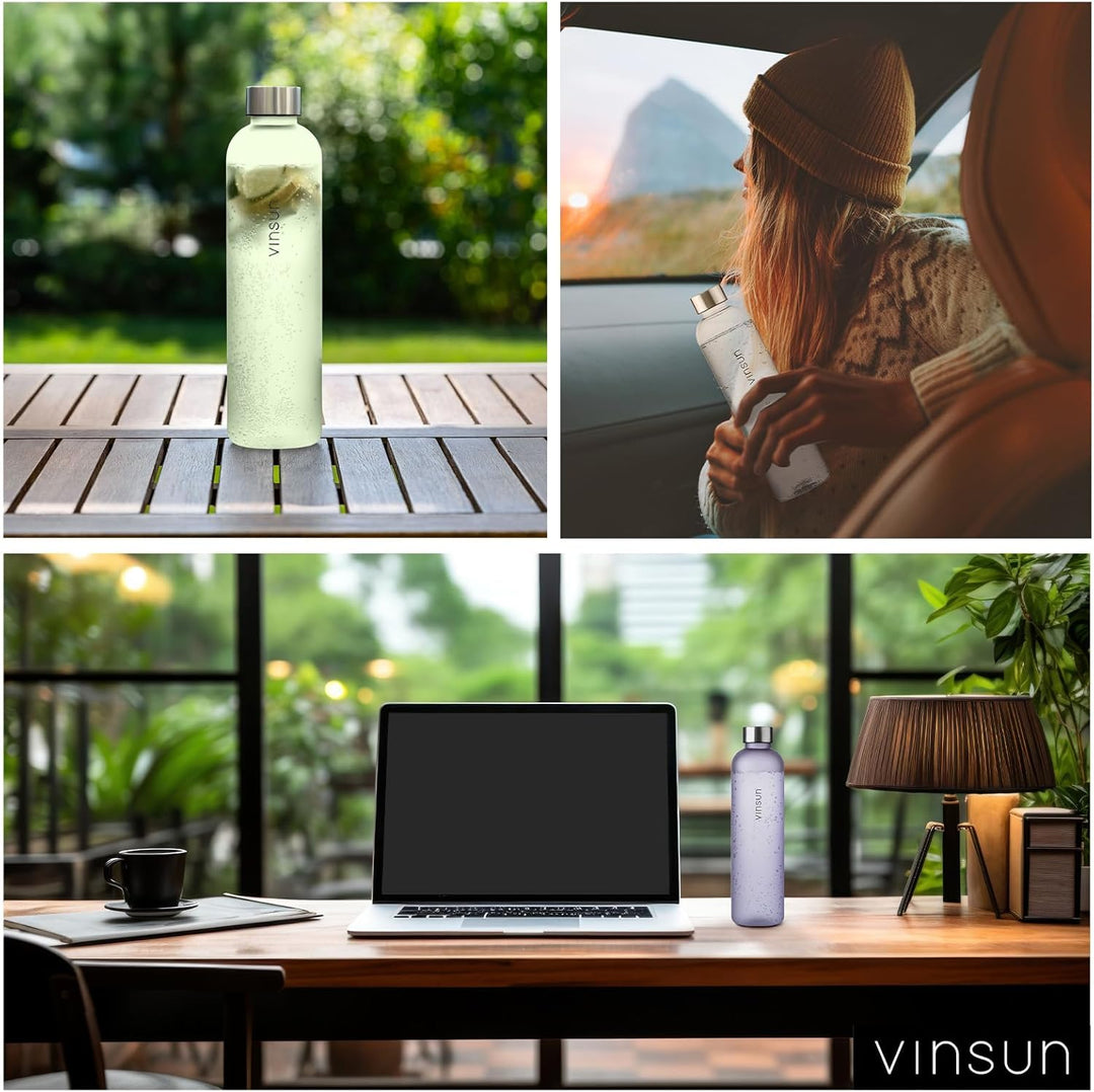 VINSUN Trinkflasche 650ml, 1000ml, 1500ml - Kohlensäure geeignet, Tritan | Wiederverwendbar, Tritan,