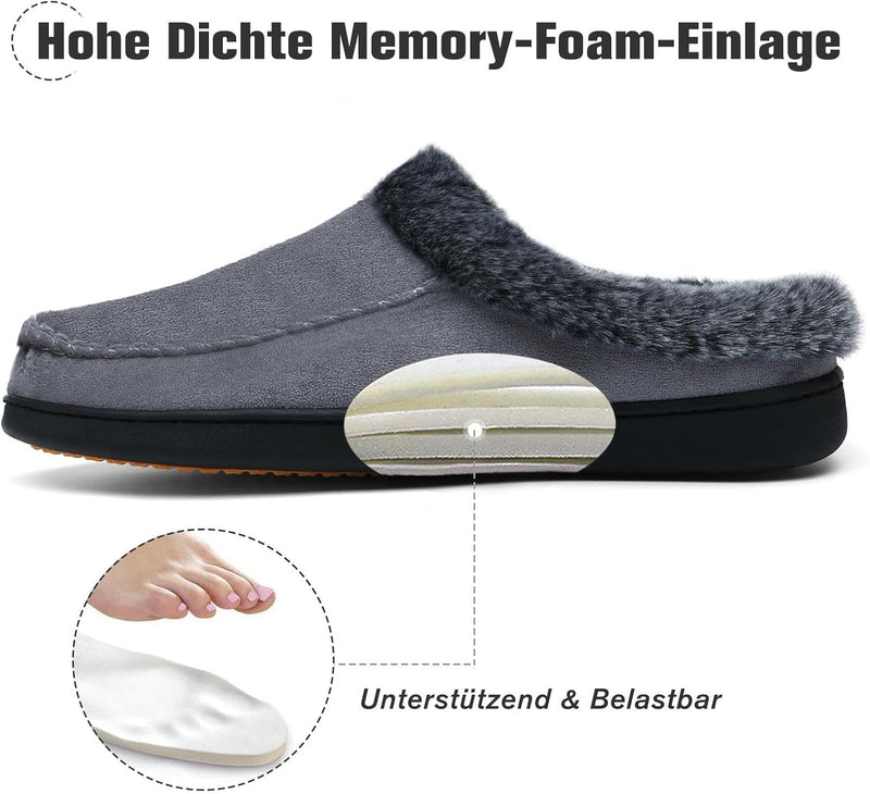 Mishansha Damen Winter Rutschfest Warme Hausschuhe Memory Foam Plüsch Pantoffeln, Gr.36-43 37 EU Str