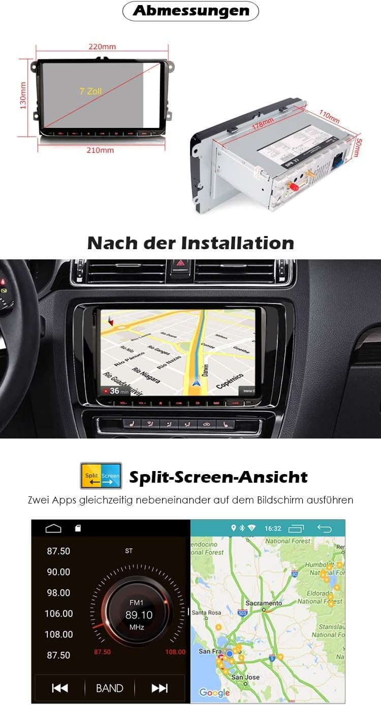Erisin 9 Zoll Android 10 Autoradio mit GPS Navi Für VW Passat Polo Golf 5 6 Caddy Tiguan Touran Seat