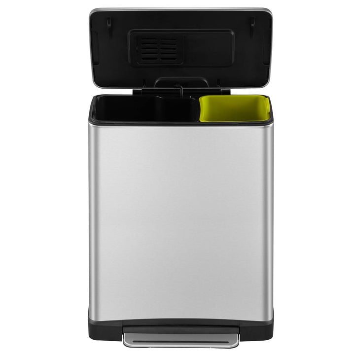 EKO E-Cube Tretmülleimer 28+18L Mülltrenner (34.5 x 50 x 65 cm, Dämpfer-System, Fingerabdruck frei,