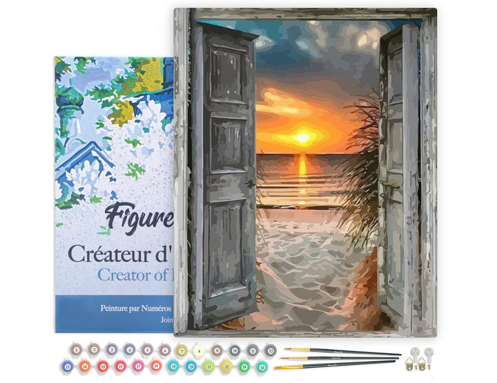 Figured'Art Malen Nach Zahlen Erwachsene Mit Rahmen Tor zum Meer - Paint by Numbers Basteln DIY Bast