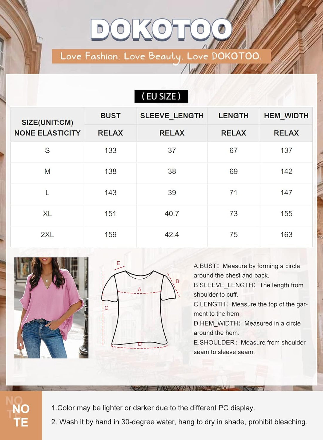 Dokotoo Damen Bluse V-Ausschnitt Musselin Tunika Shirt Oberteil Sommer Kurzarm Locker Longshirt Tops
