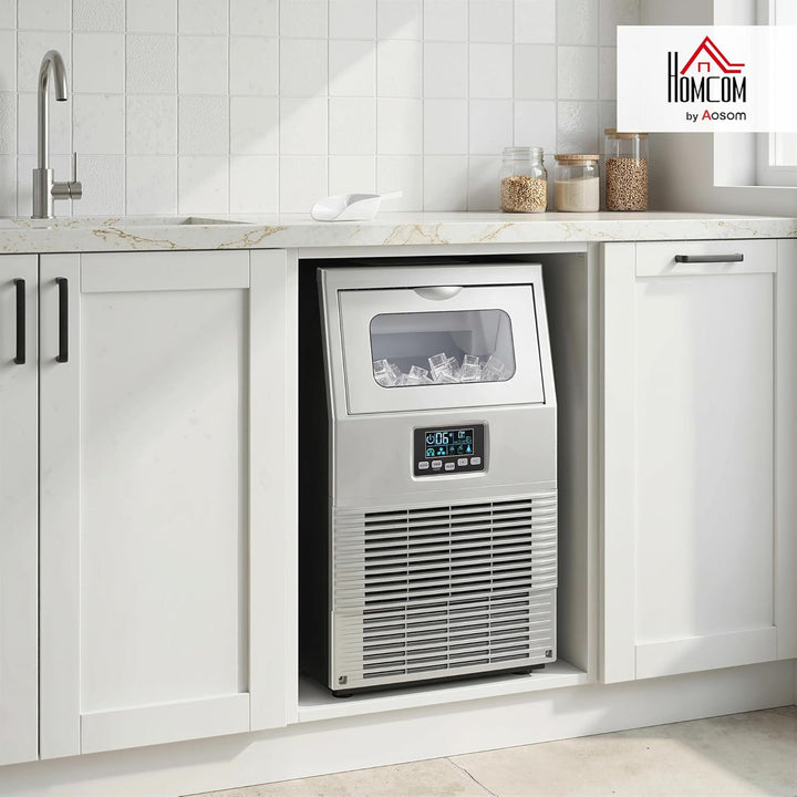 HOMCOM Kommerzielle Eiswürfelmaschine 30kg/24H Eismaschine mit digitaler Steuerung, Eisportionierer,