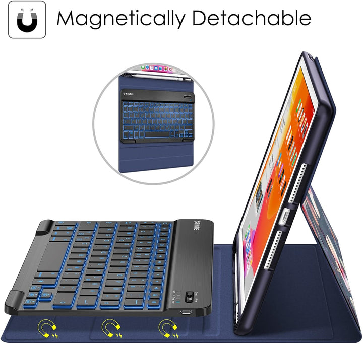 FINTIE Hülle mit Tastatur für iPad 9. / 8. / 7. Generation (10.2 Zoll, 2021/2020/2019), Beleuchtete