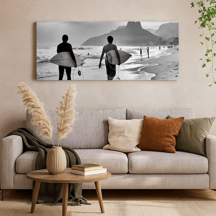 Panorama Bilder auf Leinwand Meer Welle Surfen Leinwandbild 90x30cm Wandbilder Dekoration Wohnzimmer