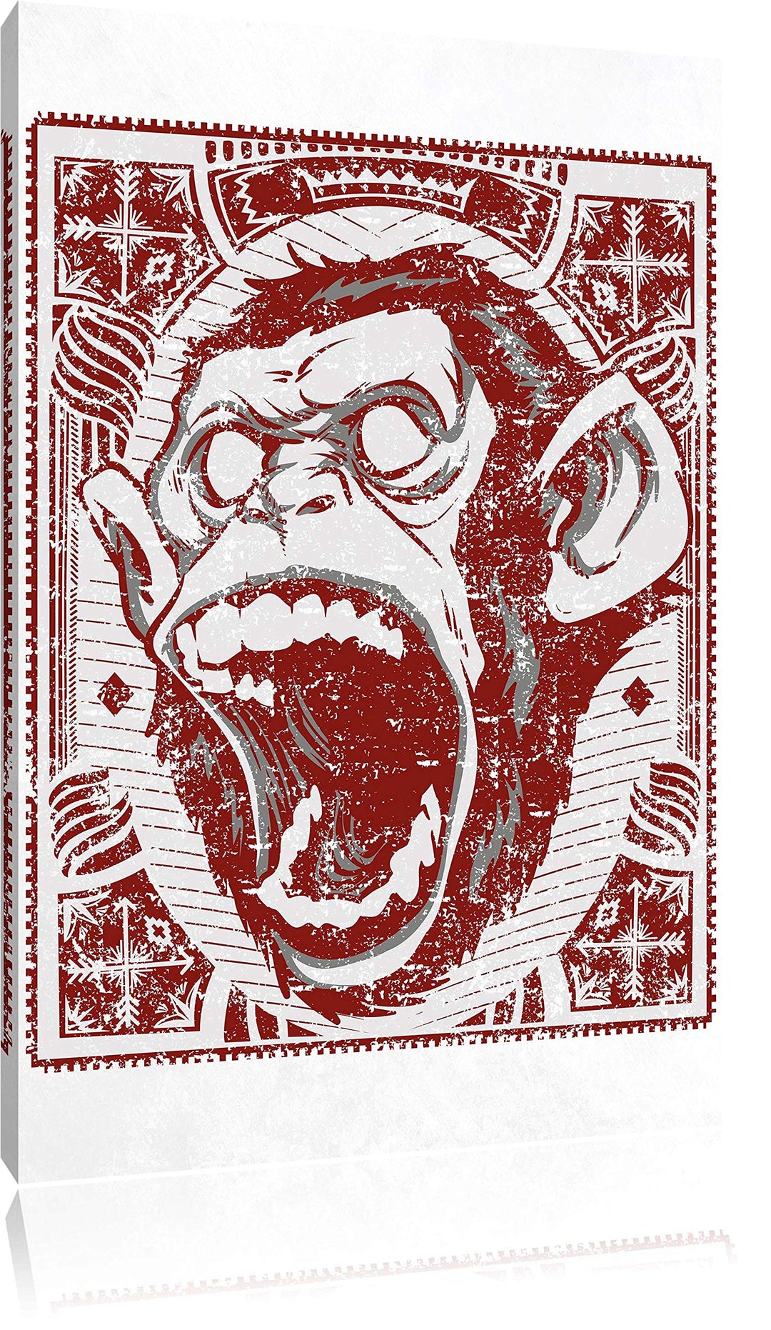 Screaming monkey black Leinwand, XXL riesige Bilder fertig gerahmt mit Keilrahmen, Kunstdruck auf Wa