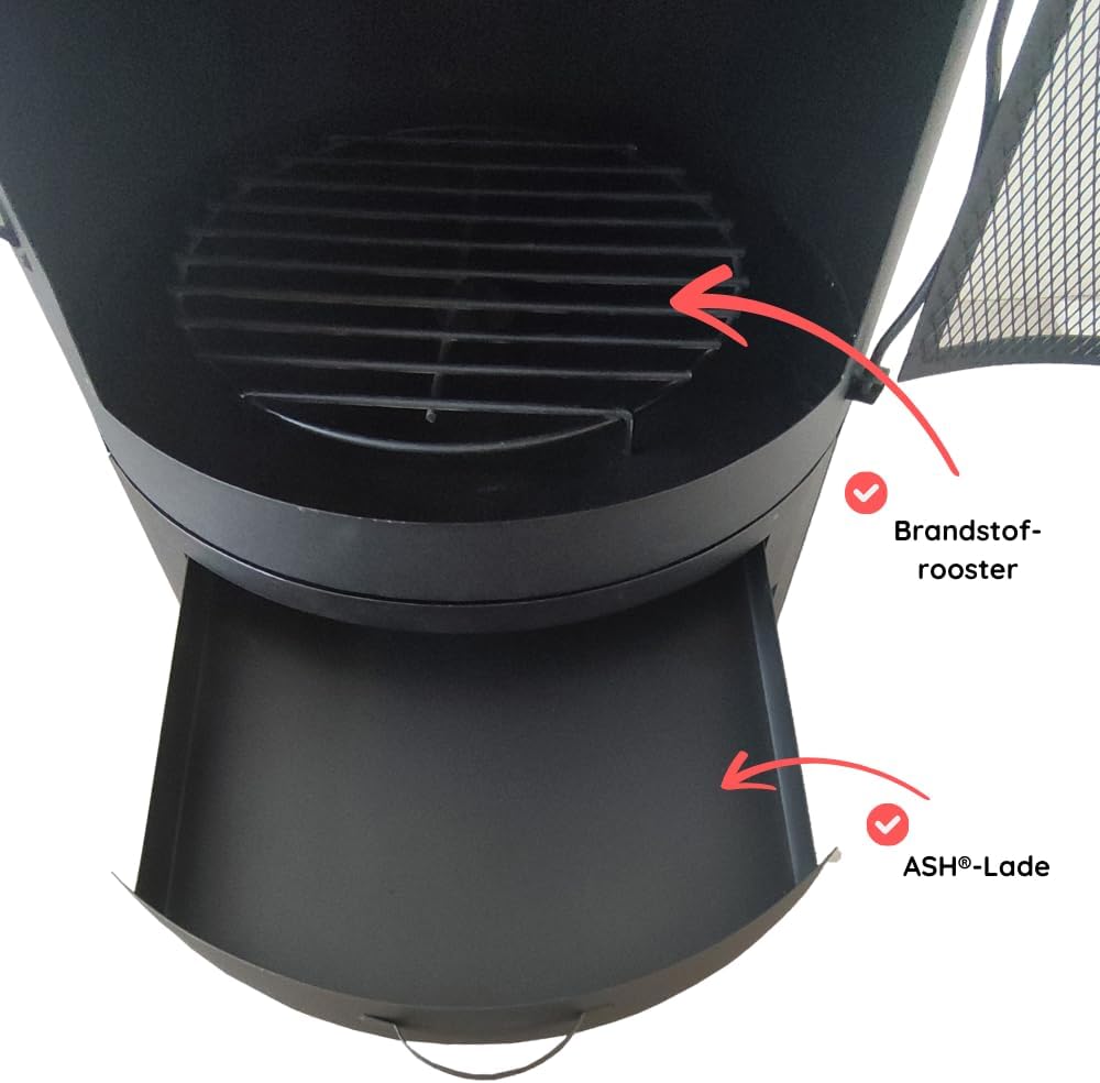 Terrassenofen - Gartenofen - Grill - Terrassenofen - Gartenkamin mit Grill - Schwarz