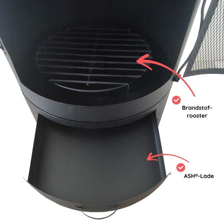 Terrassenofen - Gartenofen - Grill - Terrassenofen - Gartenkamin mit Grill - Schwarz