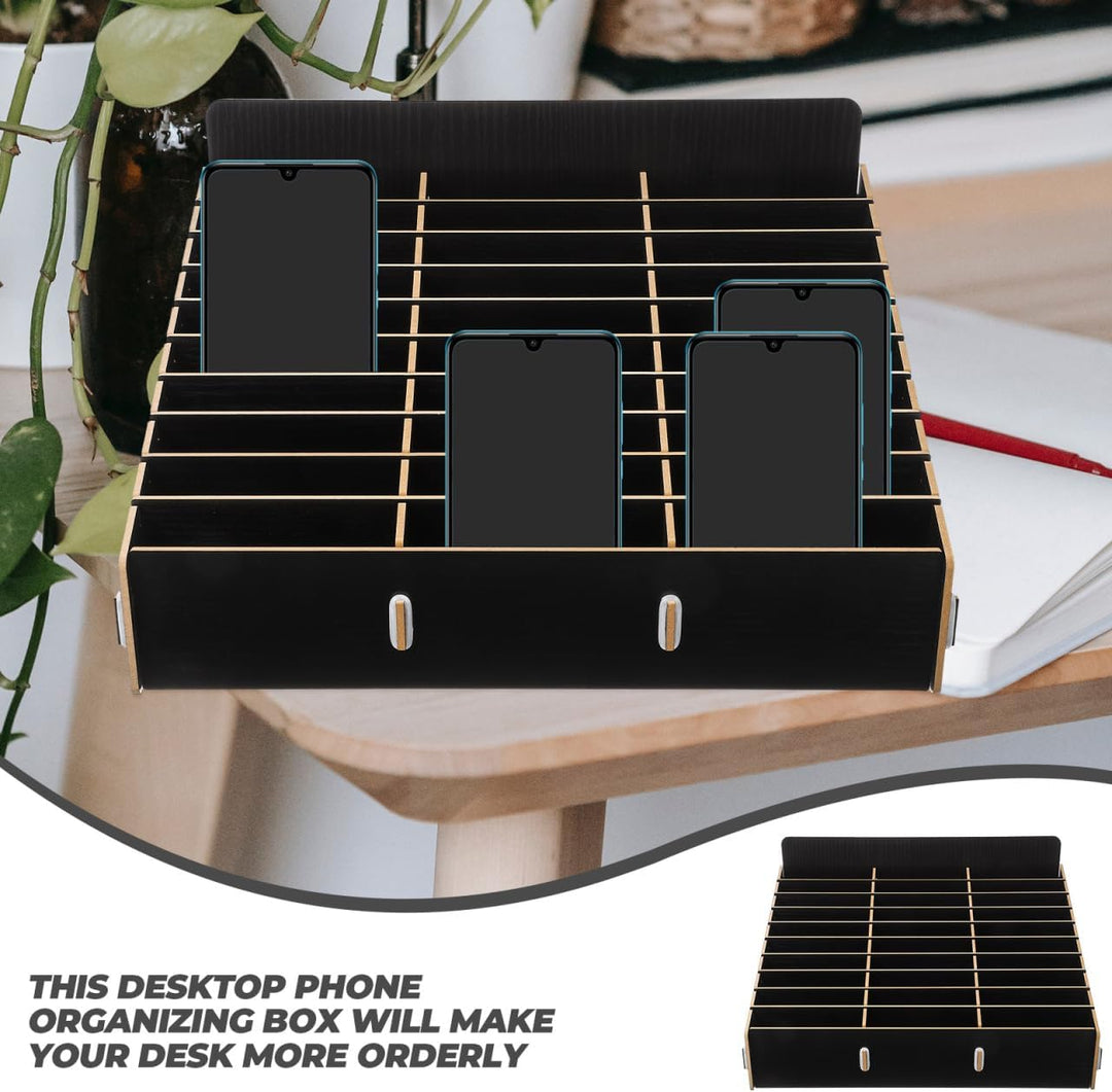 Operitacx Holz Handy Aufbewahrungsbox Mit 30 Gitter Fächer Nachhaltiger Desktop Organizer Für Büro U
