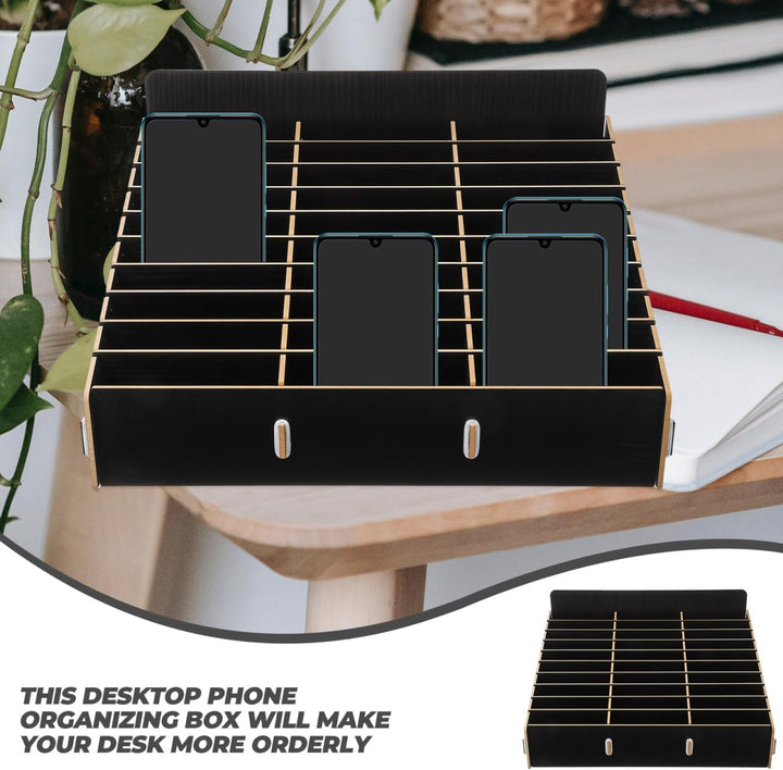 Operitacx Holz Handy Aufbewahrungsbox Mit 30 Gitter Fächer Nachhaltiger Desktop Organizer Für Büro U