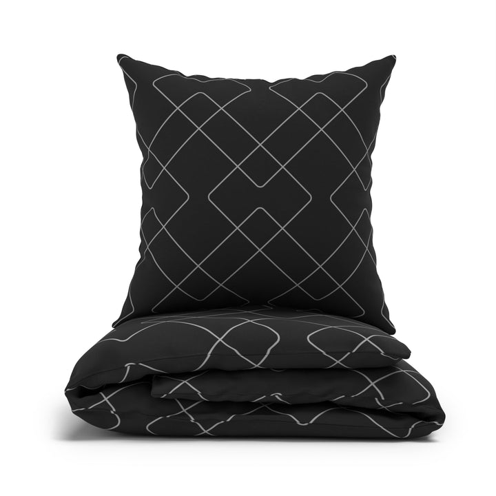 LARAWELL Bettwäsche 135x200 Baumwolle ganzjahres Bettwäsche-Sets anthrazit grau diagonal Premium Ant