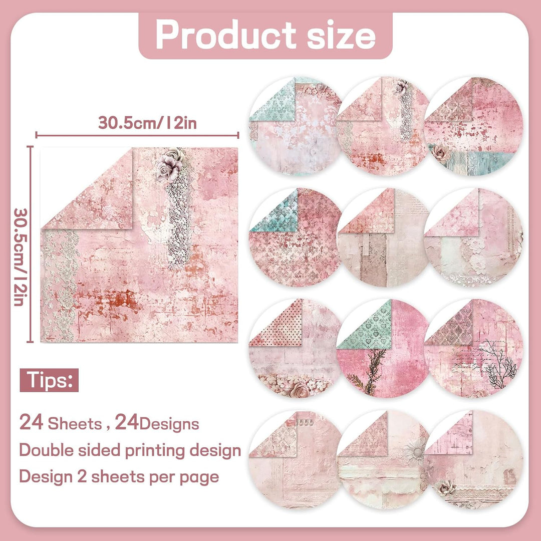 48 Stück Designpapier Block mit Muster Doppelseitiges Scrapbook Papier Decoupage Papier Hintergrundp