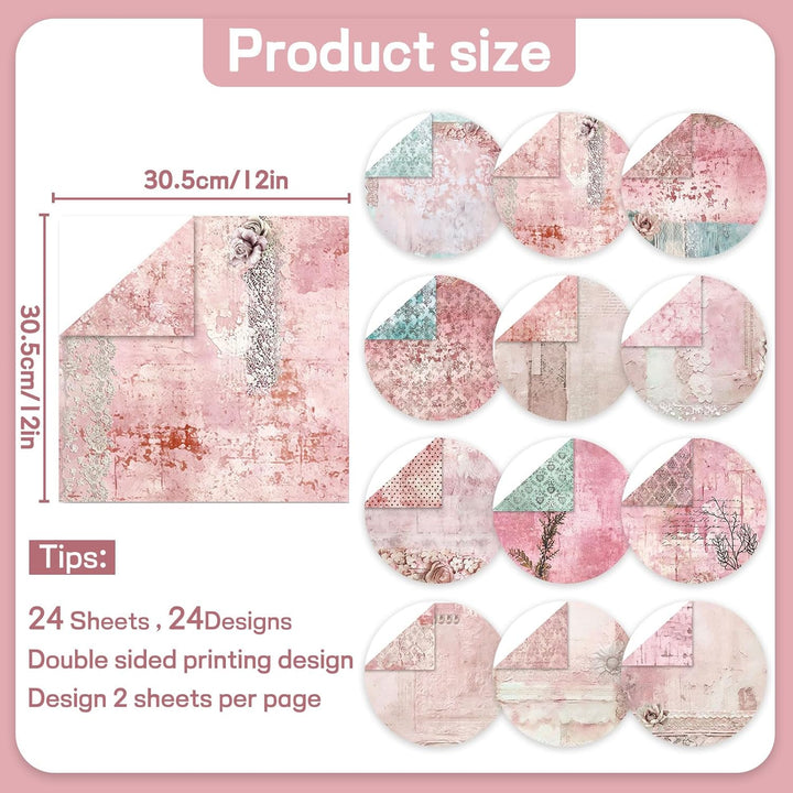 48 Stück Designpapier Block mit Muster Doppelseitiges Scrapbook Papier Decoupage Papier Hintergrundp
