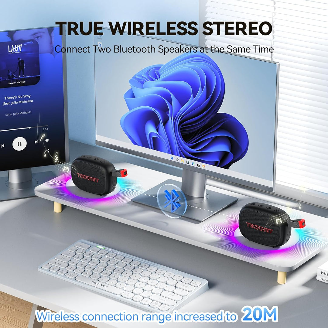 TECKNET Tragbare Bluetooth Lautsprecher, ultramagnetischer Mini Musikbox Klein Speaker IP67 Wasser-