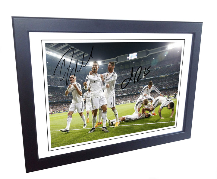 12 x 8 A4 signiert Cristiano Ronaldo Sergio Ramos Real Madrid Autogrammkarte Foto Bild
