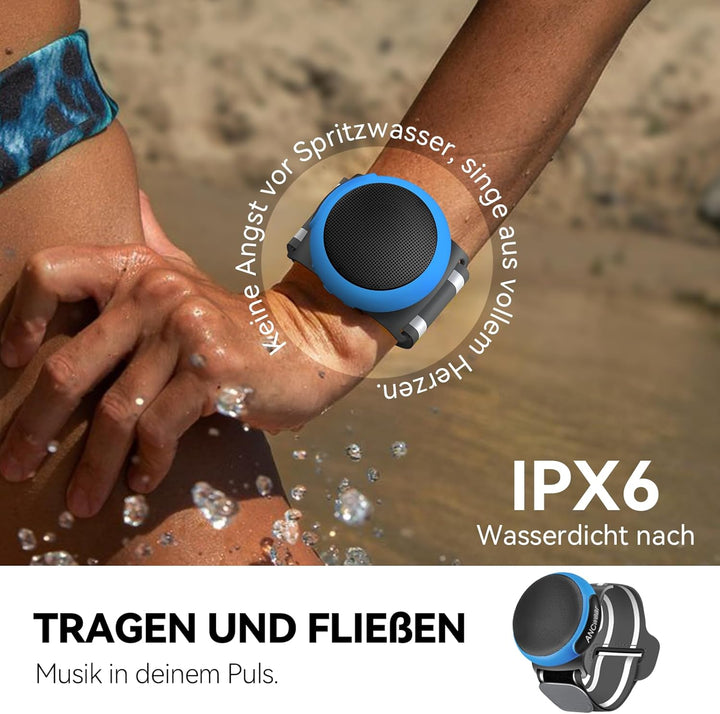 ANCwear Tragbarer Bluetooth-Lautsprecher mit 17 Soundmodi, integriertem Mikrofon, Clip-On-Design, wa