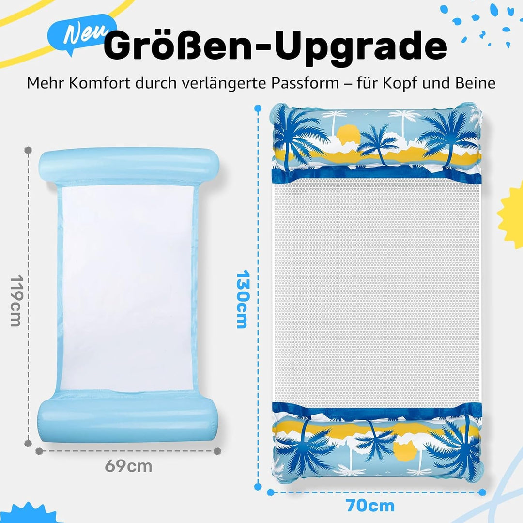 Elidepe Luftmatratze Pool, XL Pool Spielzeug Luftmatratze Wasser, 2 Stück PoolZubehör Spass Erwachse