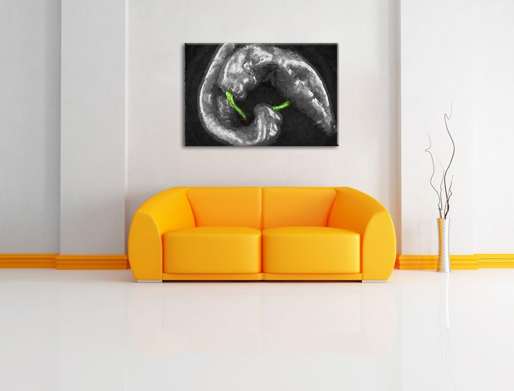 appetitliche scharfe Chilischoten schwarz/weiss Deluxe Format: 100x70 cm auf Leinwand, XXL riesige B