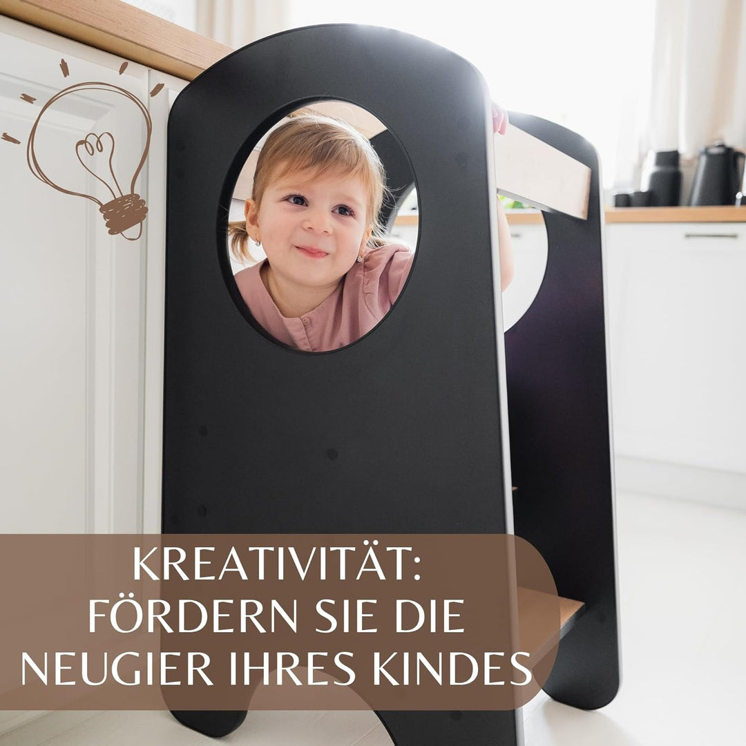 KIDIE Kinder Lernturm ab 1 Jahr, Montessori Höhenverstellbar Lernstuhl Baby, Toddler Learning Tower