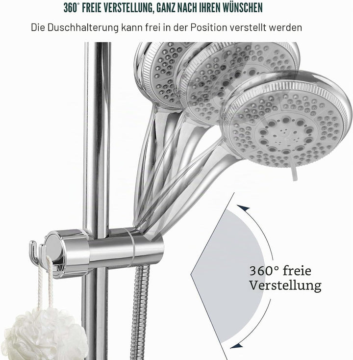 Vinabo Duschkopfhalterung, ohne Bohren, 18 – 25 mm Durchmesser, verstellbar, Halterung für Handbraus