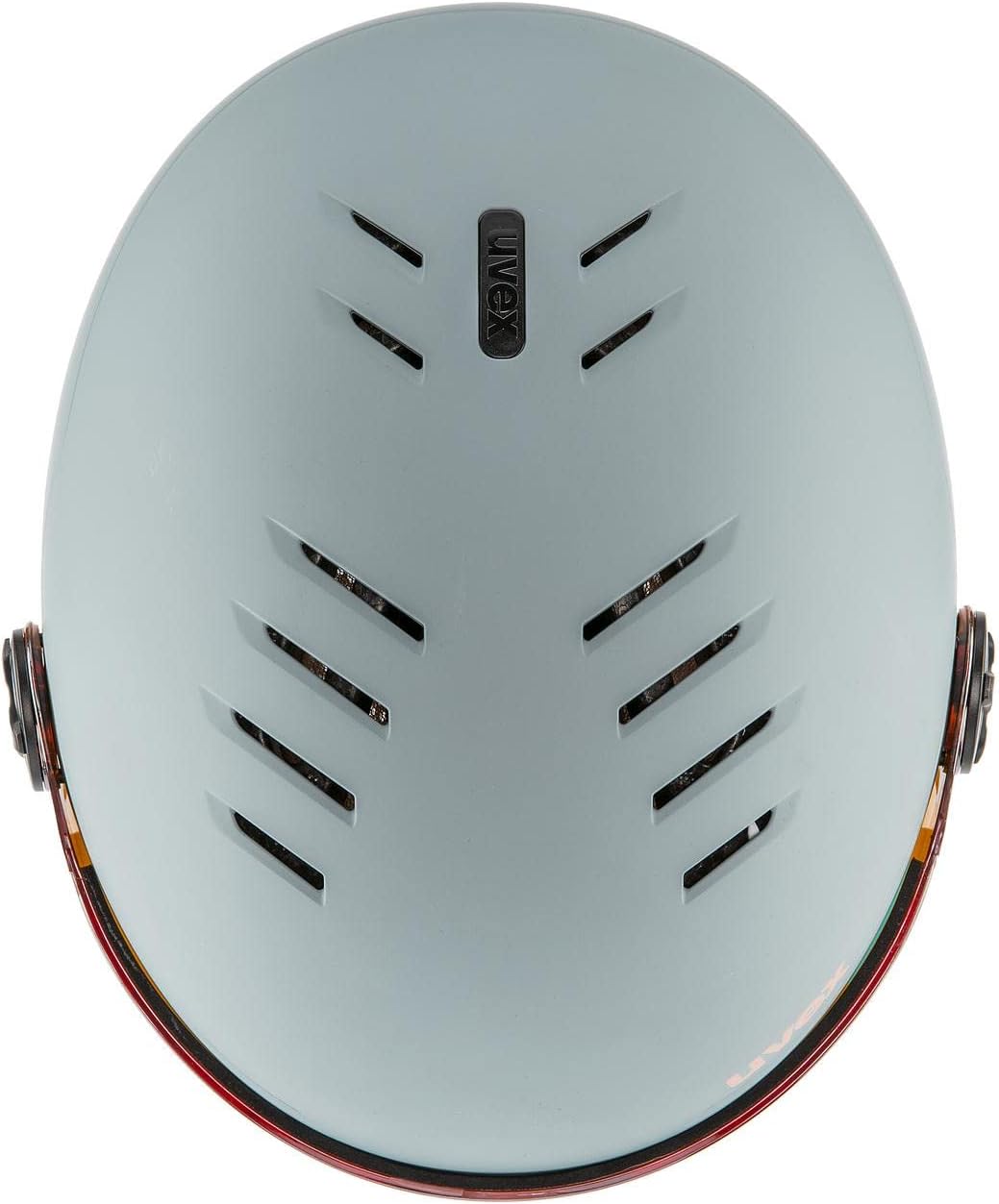uvex rocket jr visor - Skihelm für Kinder - mit Visier - individuelle Grössenanpassung - rhino - blu