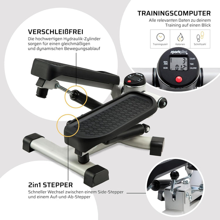 SportPlus 2-in-1 Mini-Stepper mit patentierter Umschalttechnik, Swing-Stepper und Auf-und-Ab-Stepper