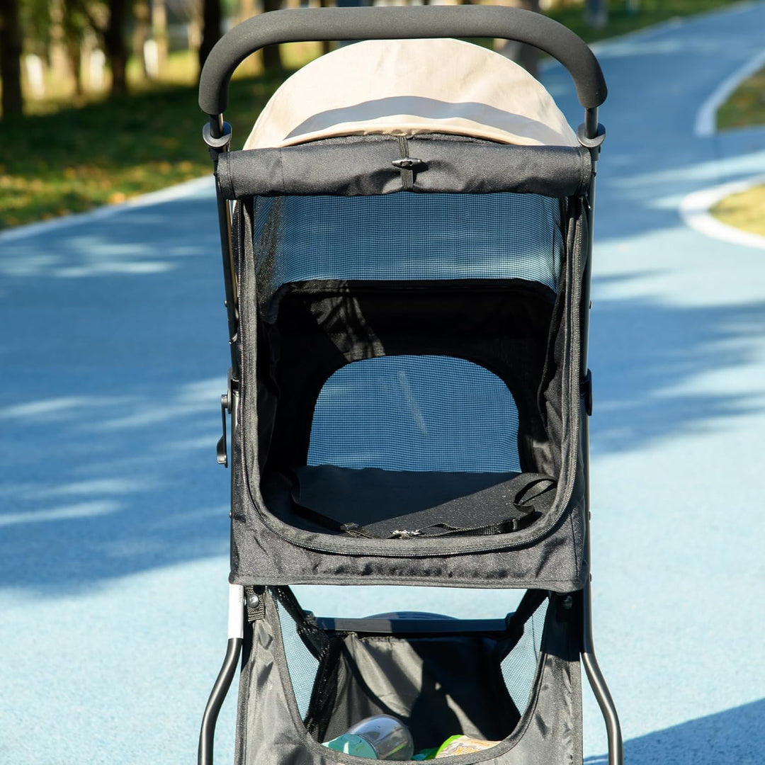 PawHut Hundewagen 2 in 1 Hundebuggy klappbar für Hunde &amp; Katzen bis 10 kg Katzenbuggy mit Kissen Net