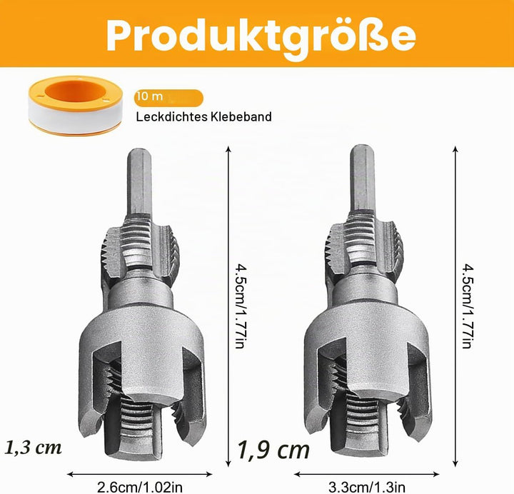 2 in 1 Gewindeschneider für Rohre aus PVC/PPR, 2 Stück integriertes Werkzeug für Innen- und Aussenge